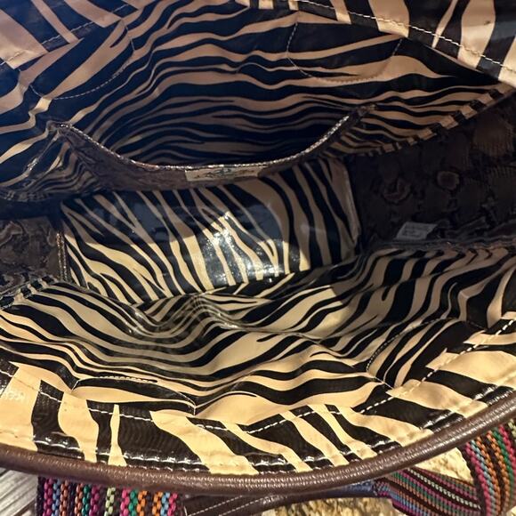 Consuela Women’s Quilted Gold Tote with Embroidered Floral & Logo Snakeskin End - Picture 8 of 11